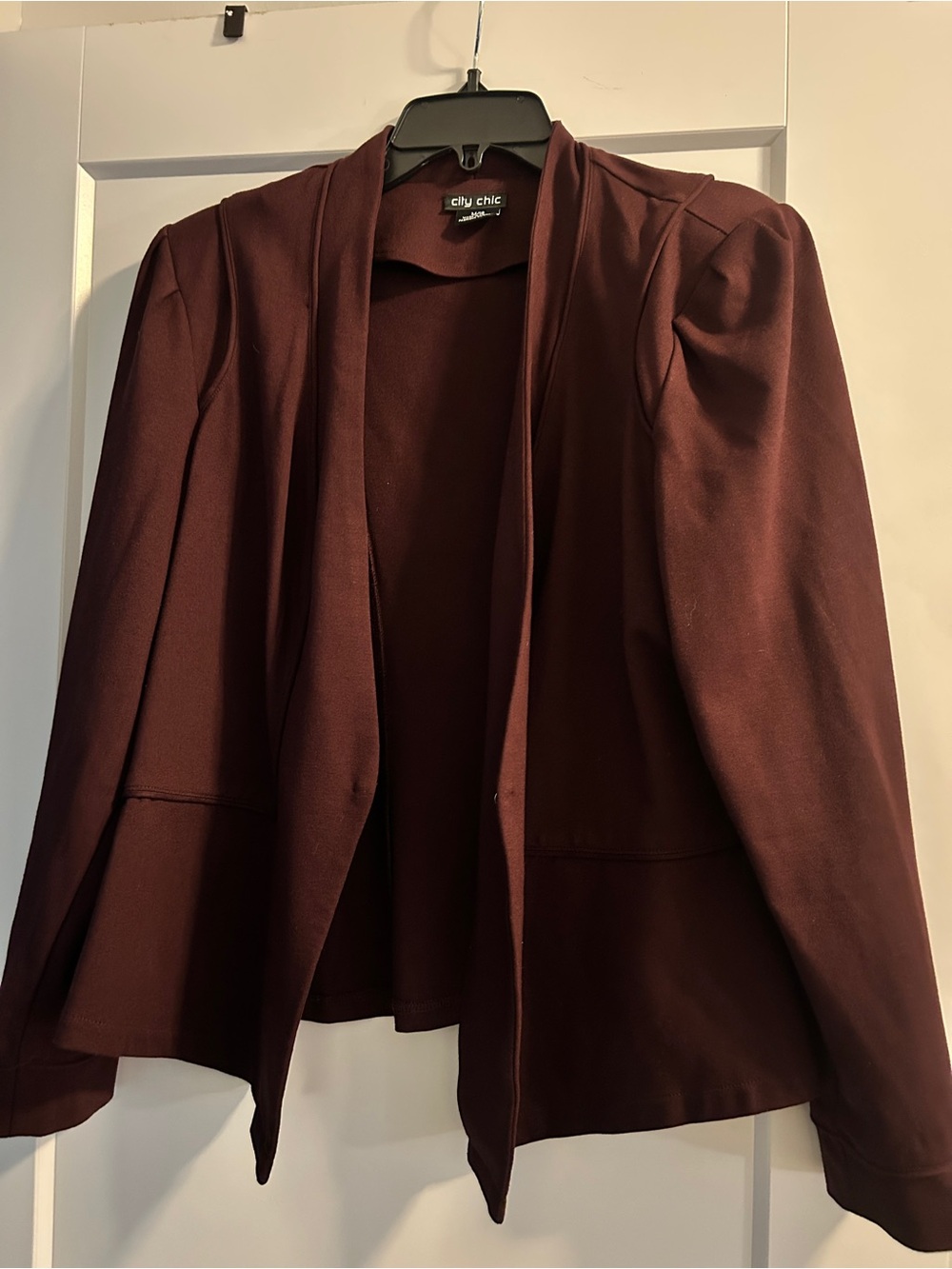 City Chic Deep Burgundy Open-Front Blazer